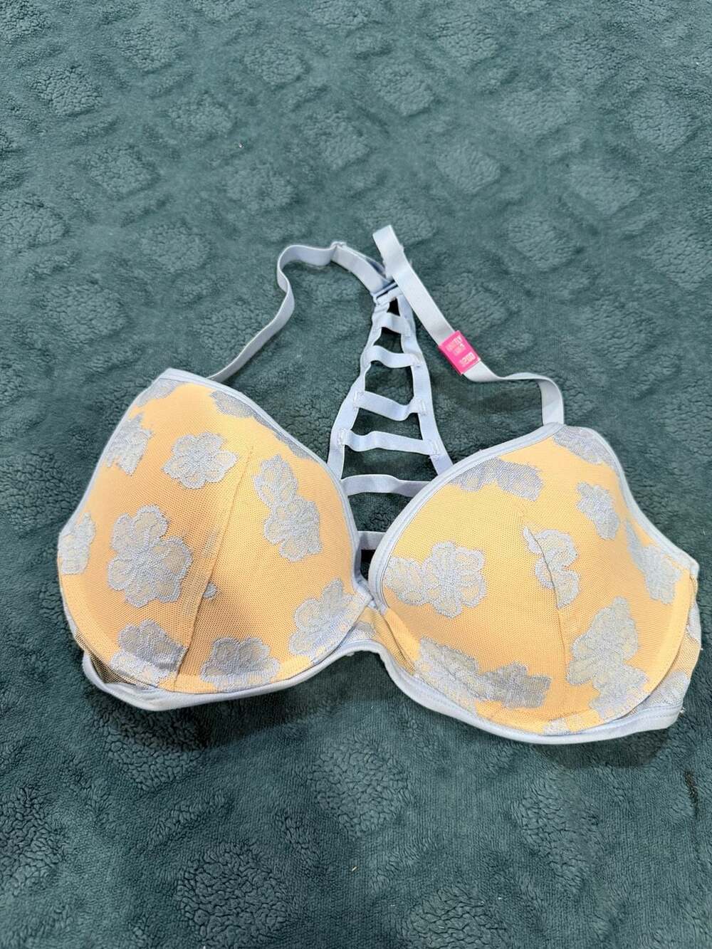 PINK by Victoria's Secret Lightly Lined Criss-Cross Racerback Floral Lace Bra